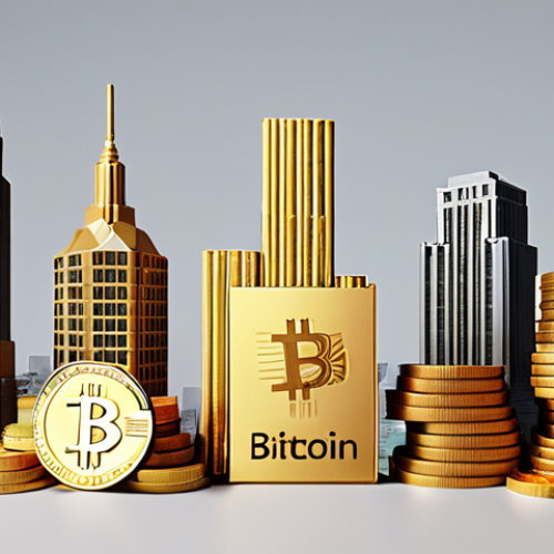 **Diverse portfolio:** A visually balanced arrangement showcasing various asset types like stocks, bonds (represented by certificates), real estate (a stylized cityscape), gold bars, and a subtle Bitcoin logo. The overall feel should be professional and reassuring, hinting at diversification.