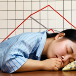 **Risk-Averse Investor:** A serene person sleeping soundly, next to a graph showing steady, low returns from government bonds, with a piggy bank nearby. Subtle Vietnamese Dong symbols in the background.