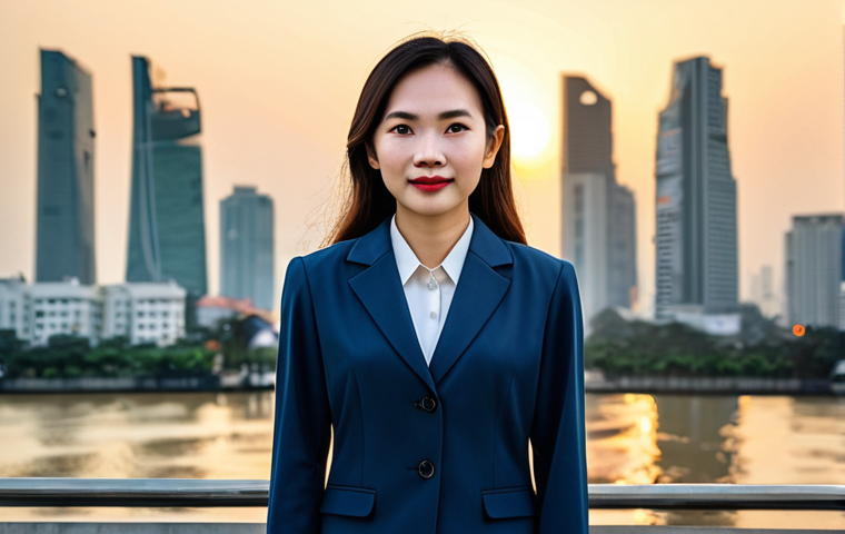 **
A professional businesswoman in a modest business suit, standing in front of the Ho Chi Minh City skyline at sunset, fully clothed, appropriate attire, safe for work, perfect anatomy, natural proportions, professional photography, high quality. The background features recognizable landmarks, reflecting a modern and thriving Vietnam. Family-friendly.
**