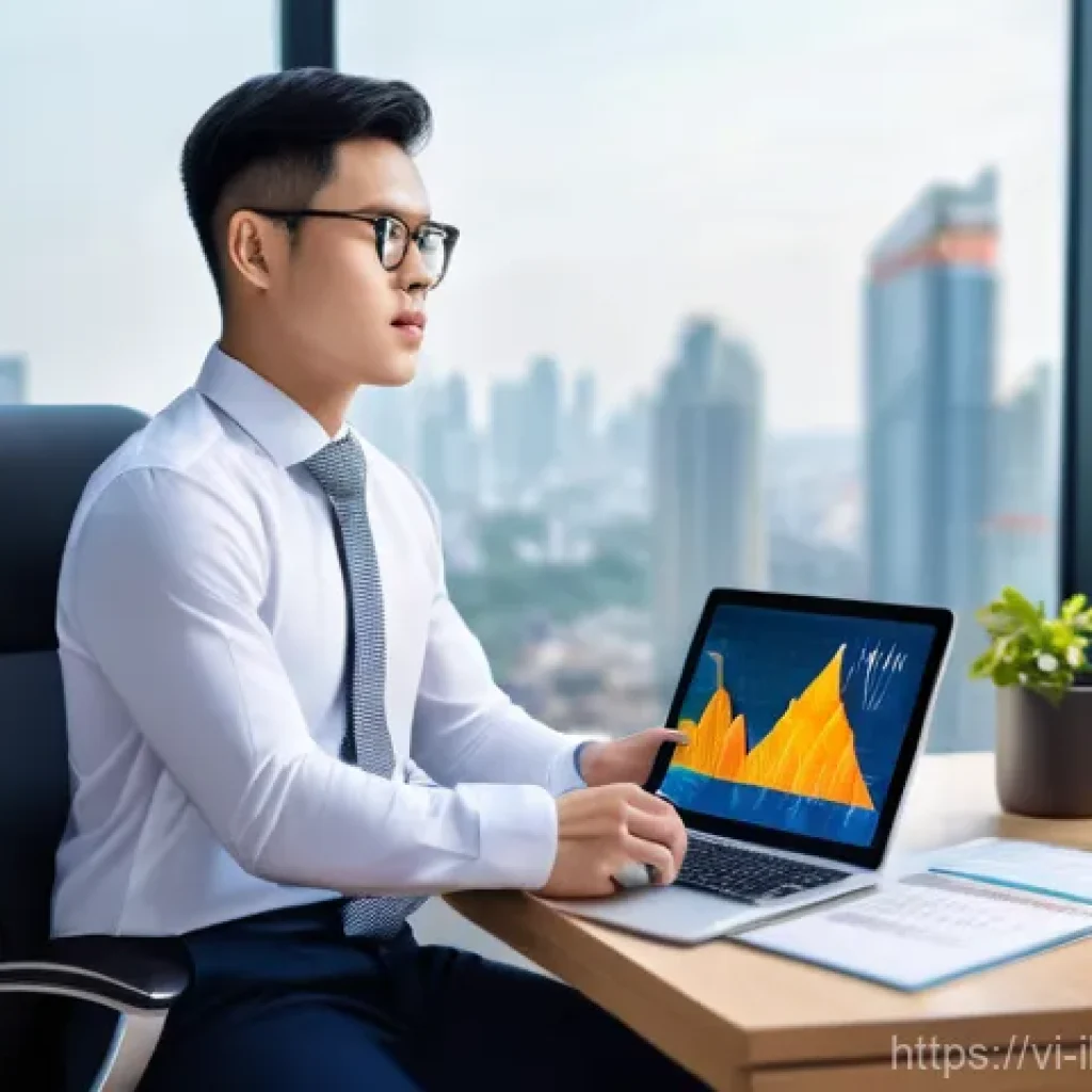 전문가의 리스크 관리 투자 팁 - **"A confident young Vietnamese financial analyst, dressed in a smart business shirt and trousers, i...