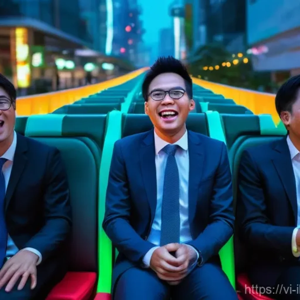 리스크 관리와 투자 심리의 상관관계 - Emotional Rollercoaster of the Market**
"A dynamic and visually intense scene depicting a group of ...
