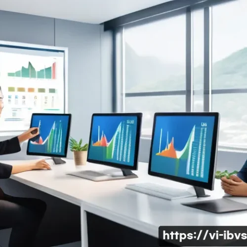 Home 32 리스크 관리 투자와 비즈니스 연속성 - A modern Vietnamese startup office scene showing a diverse team of young professionals analyzing mar...