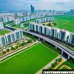 Home 19 리스크 관리 투자와 부동산 가치 평가 - A detailed modern Vietnamese urban real estate scene showcasing a diverse portfolio of properties in...