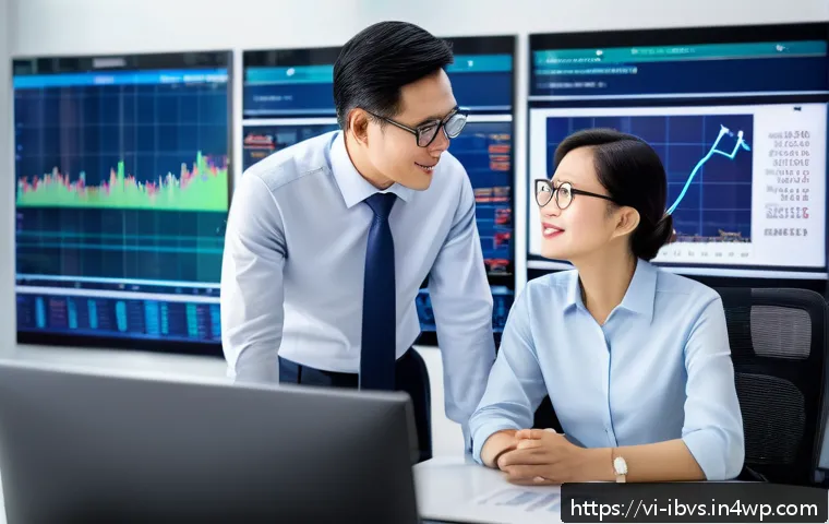 리스크 관리 투자와 규제 대응 - A professional Vietnamese financial advisor consulting with a middle-aged investor in a modern offic...